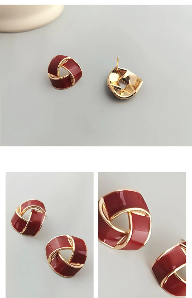 Red Oil-drop Glaze Earrings E0800